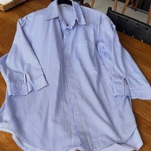 Elegant Blue Striped Women's Blouse